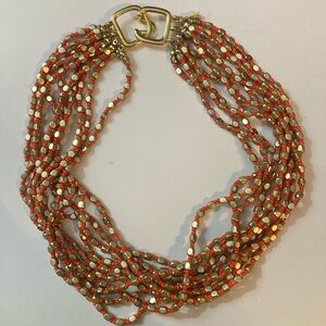 Kenneth Lane Gold Tone Coral Multi Strand Beaded Necklace